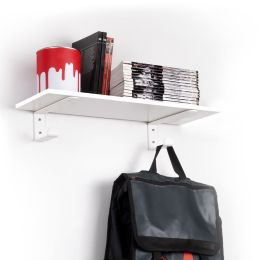 Emuca Set di supporti per mensole in legno Shelf con gancio integrato, Acciaio, Verniciato bianco 2