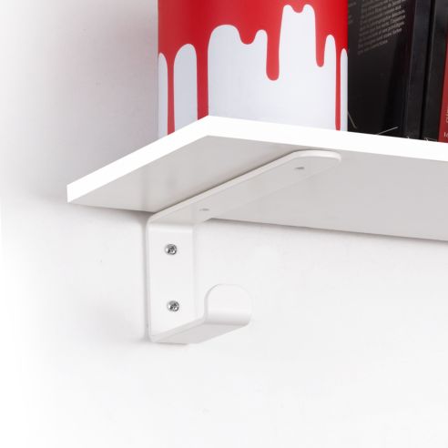Emuca Set di supporti per mensole in legno Shelf con gancio integrato, Acciaio, Verniciato bianco