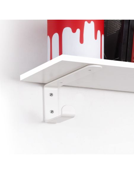 Emuca Set di supporti per mensole in legno Shelf con gancio integrato, Acciaio, Verniciato bianco