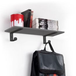 Emuca Set di supporti per mensole in legno Shelf con gancio integrato, Acciaio, Verniciato nero 2
