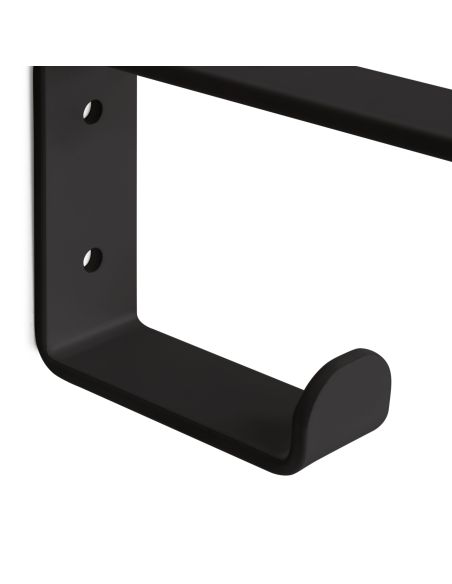 Emuca Set di supporti per mensole in legno Shelf con gancio integrato, Acciaio, Verniciato nero