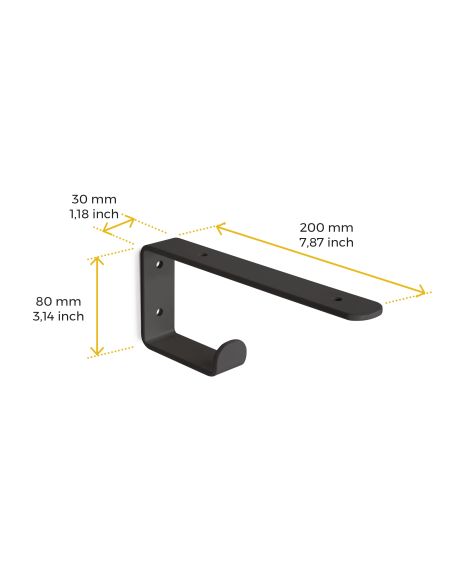 Emuca Set di supporti per mensole in legno Shelf con gancio integrato, Acciaio, Verniciato nero
