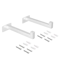 Emuca Set di supporti per mensole in legno Shelf dritto con tubo quadro, Acciaio, Verniciato bianco