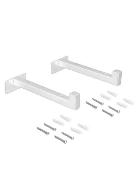 Emuca Set di supporti per mensole in legno Shelf dritto con tubo quadro, Acciaio, Verniciato bianco