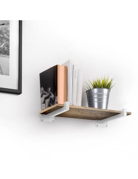 Emuca Set di supporti per mensole in legno Shelf dritto con tubo quadro, Acciaio, Verniciato bianco