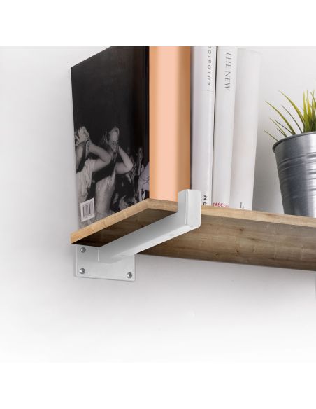 Emuca Set di supporti per mensole in legno Shelf dritto con tubo quadro, Acciaio, Verniciato bianco