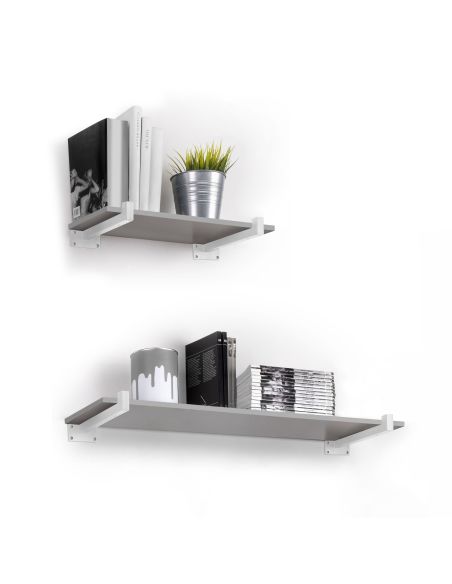 Emuca Set di supporti per mensole in legno Shelf dritto con tubo quadro, Acciaio, Verniciato bianco