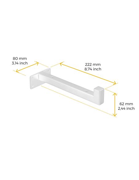 Emuca Set di supporti per mensole in legno Shelf dritto con tubo quadro, Acciaio, Verniciato bianco