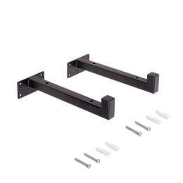 Emuca Set di supporti per mensole in legno Shelf dritto con tubo quadro, Acciaio, Verniciato nero
