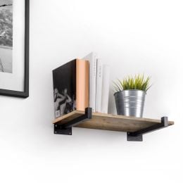 Emuca Set di supporti per mensole in legno Shelf dritto con tubo quadro, Acciaio, Verniciato nero 2