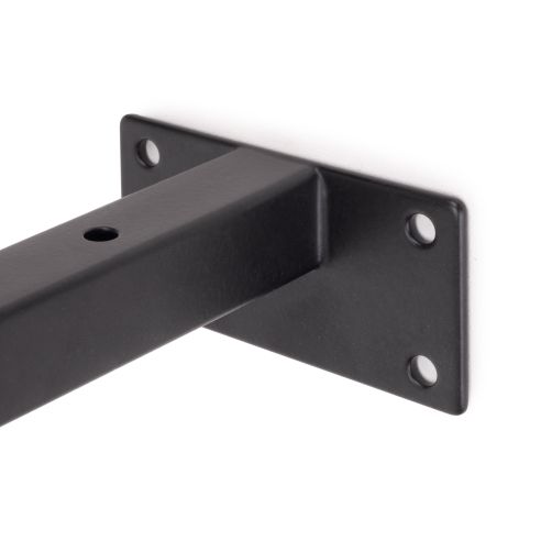 Emuca Set di supporti per mensole in legno Shelf dritto con tubo quadro, Acciaio, Verniciato nero
