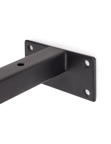 Emuca Set di supporti per mensole in legno Shelf dritto con tubo quadro, Acciaio, Verniciato nero