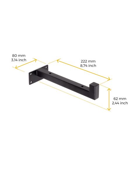 Emuca Set di supporti per mensole in legno Shelf dritto con tubo quadro, Acciaio, Verniciato nero
