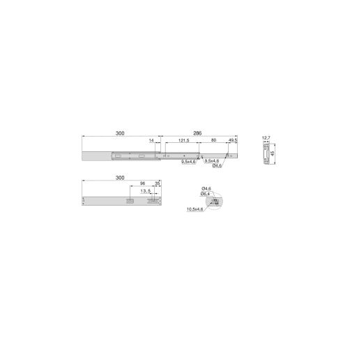 Emuca Guide a sfere per cassetti con estrazione totale e chiusura soft, altezza 45 mm, 300, Zincato bianco, Acciaio