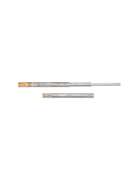 Emuca Guide a sfere per cassetti con estrazione totale e chiusura soft, altezza 45 mm, 500, Zincato bianco, Acciaio