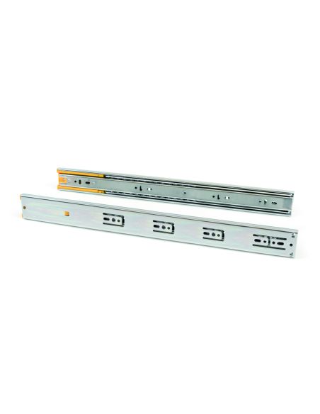 Emuca Guide a sfere per cassetti con estrazione totale e chiusura soft, altezza 45 mm, 500, Zincato bianco, Acciaio