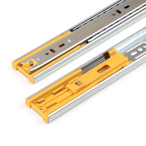 Emuca Guide a sfere per cassetti con estrazione totale e chiusura soft, altezza 45 mm, 500, Zincato bianco, Acciaio