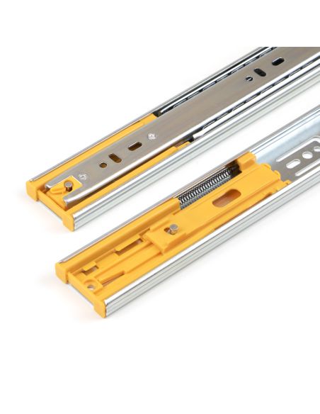 Emuca Guide a sfere per cassetti con estrazione totale e chiusura soft, altezza 45 mm, 500, Zincato bianco, Acciaio