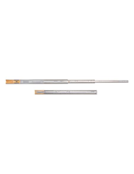 Emuca Guide a sfere per cassetti con estrazione totale e chiusura soft, altezza 45 mm, 650, Zincato bianco, Acciaio