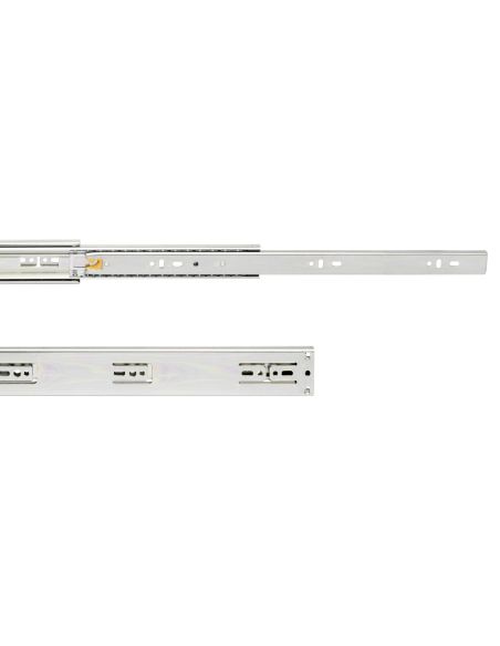 Emuca Guide a sfere per cassetti con estrazione totale e chiusura soft, altezza 45 mm, 650, Zincato bianco, Acciaio
