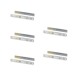 Emuca Kit guide per cassetti, a sfera, 45 x 400 mm, estrazione totale, sistema push, chiusura soft, Zincato, 5 u.