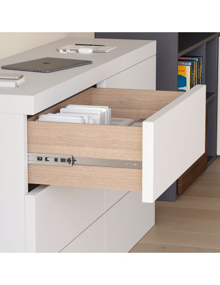 Emuca Kit guide per cassetti, a sfera, 45 x 400 mm, estrazione totale, sistema push, chiusura soft, Zincato, 5 u.