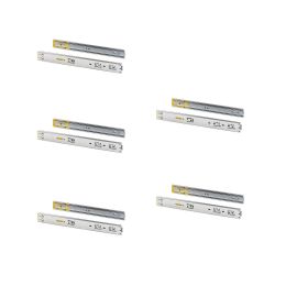 Emuca Kit guide per cassetti, a sfera, 45 x 500 mm, estrazione totale, sistema push, chiusura soft, Zincato, 5 u.