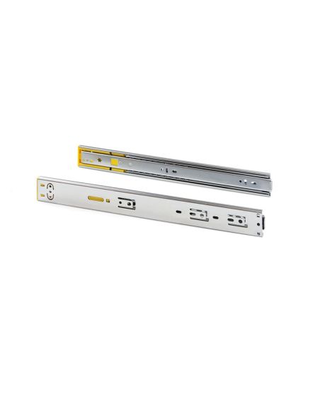 Emuca Kit guide per cassetti, a sfera, 45 x 500 mm, estrazione totale, sistema push, chiusura soft, Zincato, 5 u.