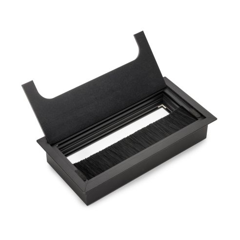 Passacavi da tavolo Emuca Quadrum, rettangolare, 159x80 mm, da incasso, Alluminio, Verniciato nero