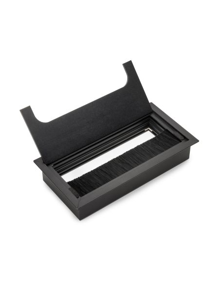 Passacavi da tavolo Emuca Quadrum, rettangolare, 159x80 mm, da incasso, Alluminio, Verniciato nero