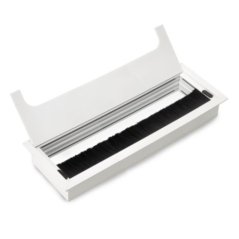 Passacavi da tavolo Emuca Quadrum, rettangolari, 269x80 mm, da incasso, Alluminio, Verniciato bianco