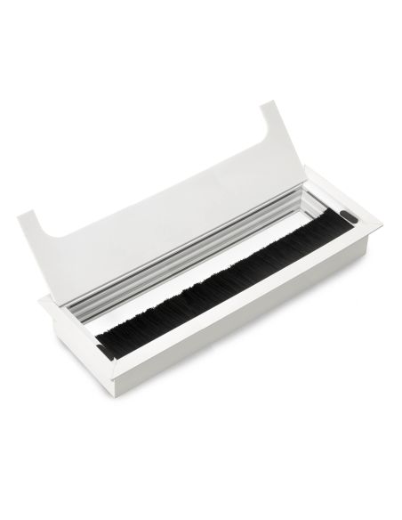 Passacavi da tavolo Emuca Quadrum, rettangolari, 269x80 mm, da incasso, Alluminio, Verniciato bianco
