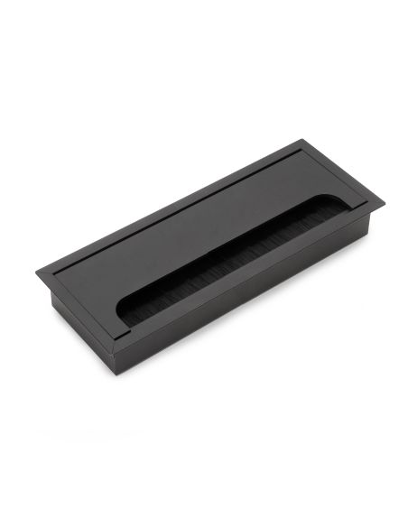 Passacavi da tavolo Emuca Quadrum, rettangolare, 269x80 mm, da incasso, Alluminio, Verniciato nero