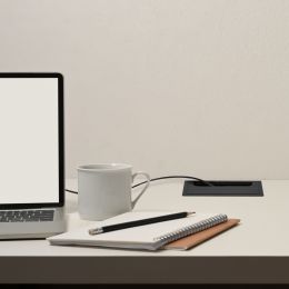 Passacavi da tavolo Emuca Quadrum, rettangolare, 269x80 mm, da incasso, Alluminio, Verniciato nero 2