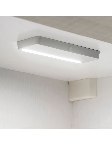 Emuca Luminaria LED ricaricabile Kraz con sensore di movimento, 1 W, Verniciato alluminio, Tecnoplastica