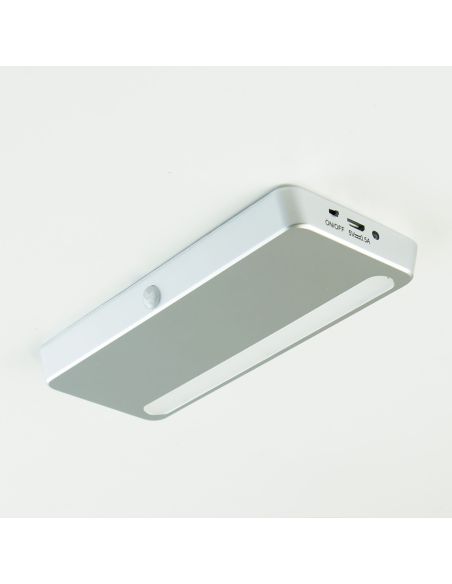 Emuca Luminaria LED ricaricabile Kraz con sensore di movimento, 1 W, Verniciato alluminio, Tecnoplastica