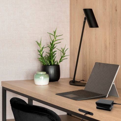 Emuca Connettore USB A e C per la ricarica di Lynx, 81x12 mm, per montaggio a incasso o in superficie, Tecnoplastica, Nero