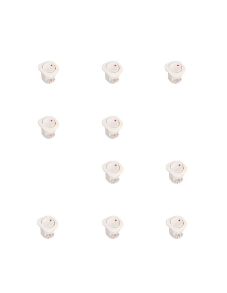 Emuca Lotto di 10 interruttori da incasso D21x21, Tecnoplastica, Bianco