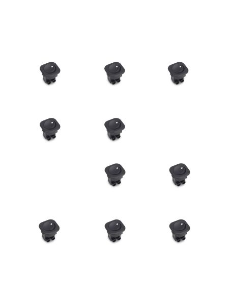 Emuca Lotto di 10 interruttori da incasso D21x21, Tecnoplastica, Nero