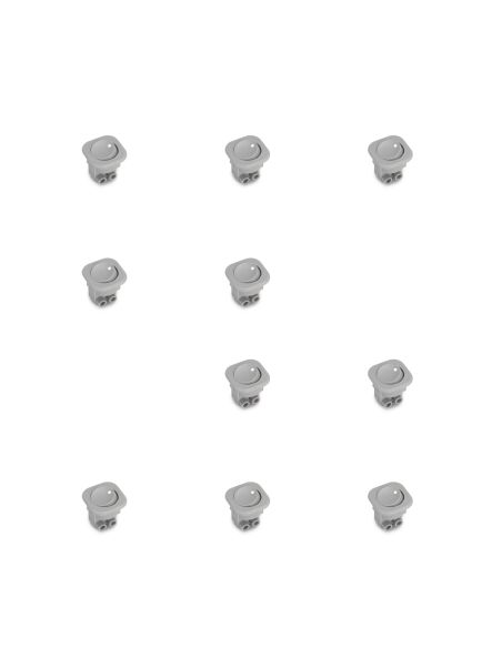 Emuca Lotto di 10 interruttori da incasso D21x21, Tecnoplastica, Grigio