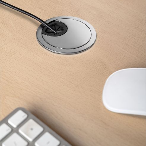 Emuca Passacavi circolare, D. 60 mm, a incasso, Zama, Cromo, 8 u.