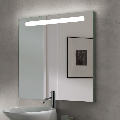 Emuca Specchio da bagno Pegasus con illuminazione LED frontale, 6 W, Alluminio e Vetro