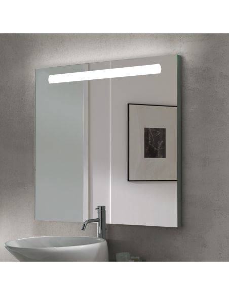 Emuca Specchio da bagno Pegasus con illuminazione LED frontale, 6 W, Alluminio e Vetro