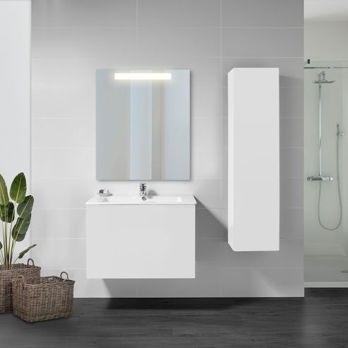 Emuca Specchio da bagno Pegasus con illuminazione LED frontale, 6 W, Alluminio e Vetro