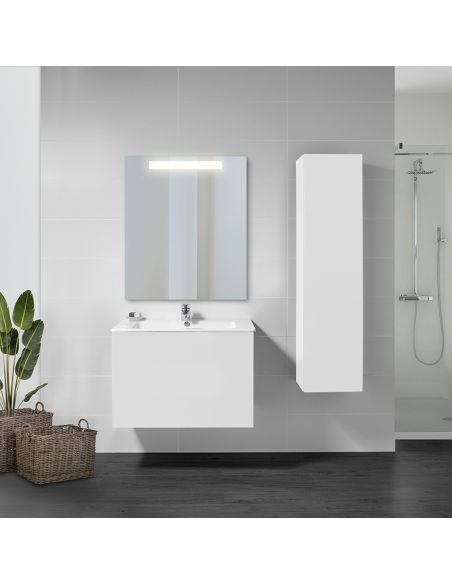 Emuca Specchio da bagno Pegasus con illuminazione LED frontale, 6 W, Alluminio e Vetro