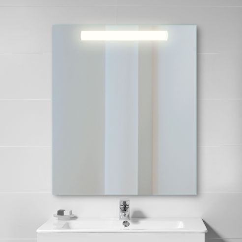 Emuca Specchio da bagno Pegasus con illuminazione LED frontale, 6 W, Alluminio e Vetro