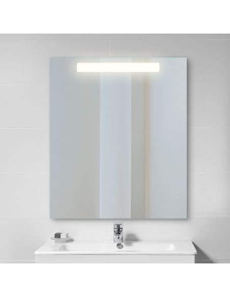 Emuca Specchio da bagno Pegasus con illuminazione LED frontale, 6 W, Alluminio e Vetro