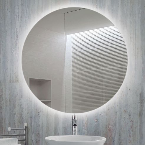 Emuca Specchio da bagno Cassiopea con illuminazione LED decorativa, 20 W + 12 W, Alluminio e Vetro