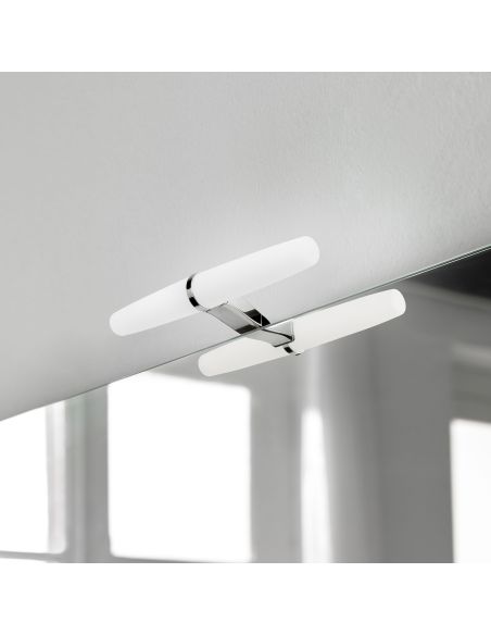 Emuca Faretto LED per specchio da bagno Gemini (AC 230V 50Hz), 6 W, Cromato brillo, Tecnoplastica e Alluminio
