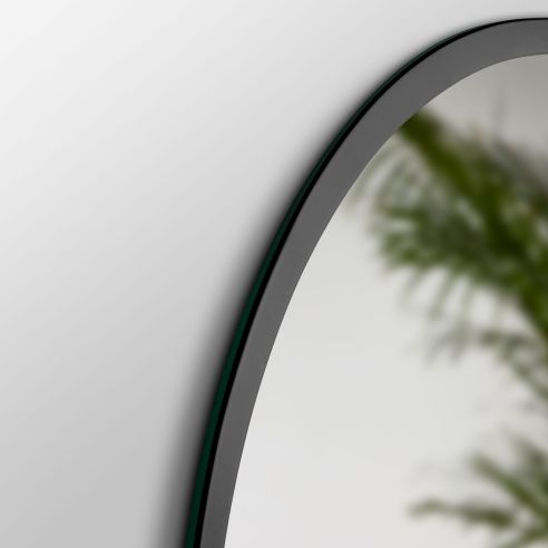 Emuca Specchio da bagno Zeus con Illuminazione LED decorativa e cornice nera, diametro 80 cm, AC 230V 50Hz, 12W